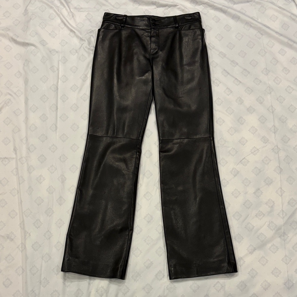 Angie B Black Leather Straight Leg Pants